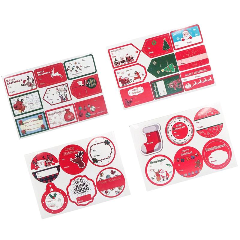 4pcs Stickers Adorable Cartoon Self Adhesive Exquisite Decals Sticker Paper Christmas Party