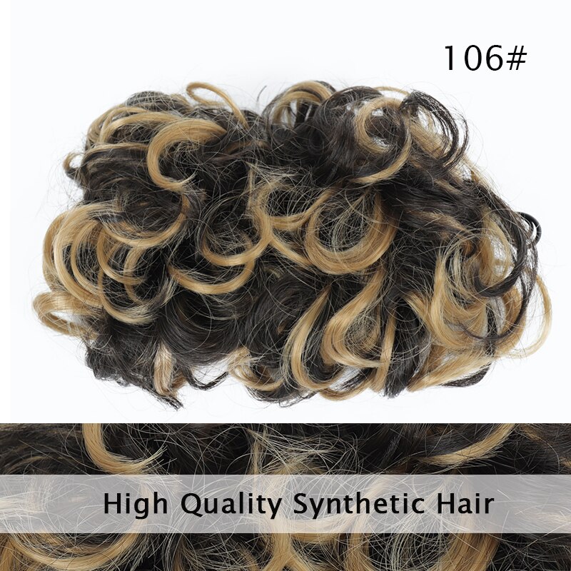 LUPU Messy Hair Chignon Black Brown Donut Updo Synthetic Hair Bun For Women Heat Resistant Fiber Hair Accessories: 106