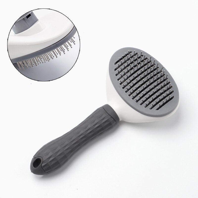 Cepillo de pelo para perros y gatos, peine de masaje de autolimpieza, Golden Retriever, productos para mascotas, accesorios: Thick Gray