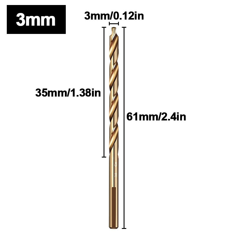 Broca helicoidal escalonada de cobalto, taladro de vástago recto de acero de alta velocidad M35 (3-13 mm) para metal, acero inoxidable y hierro