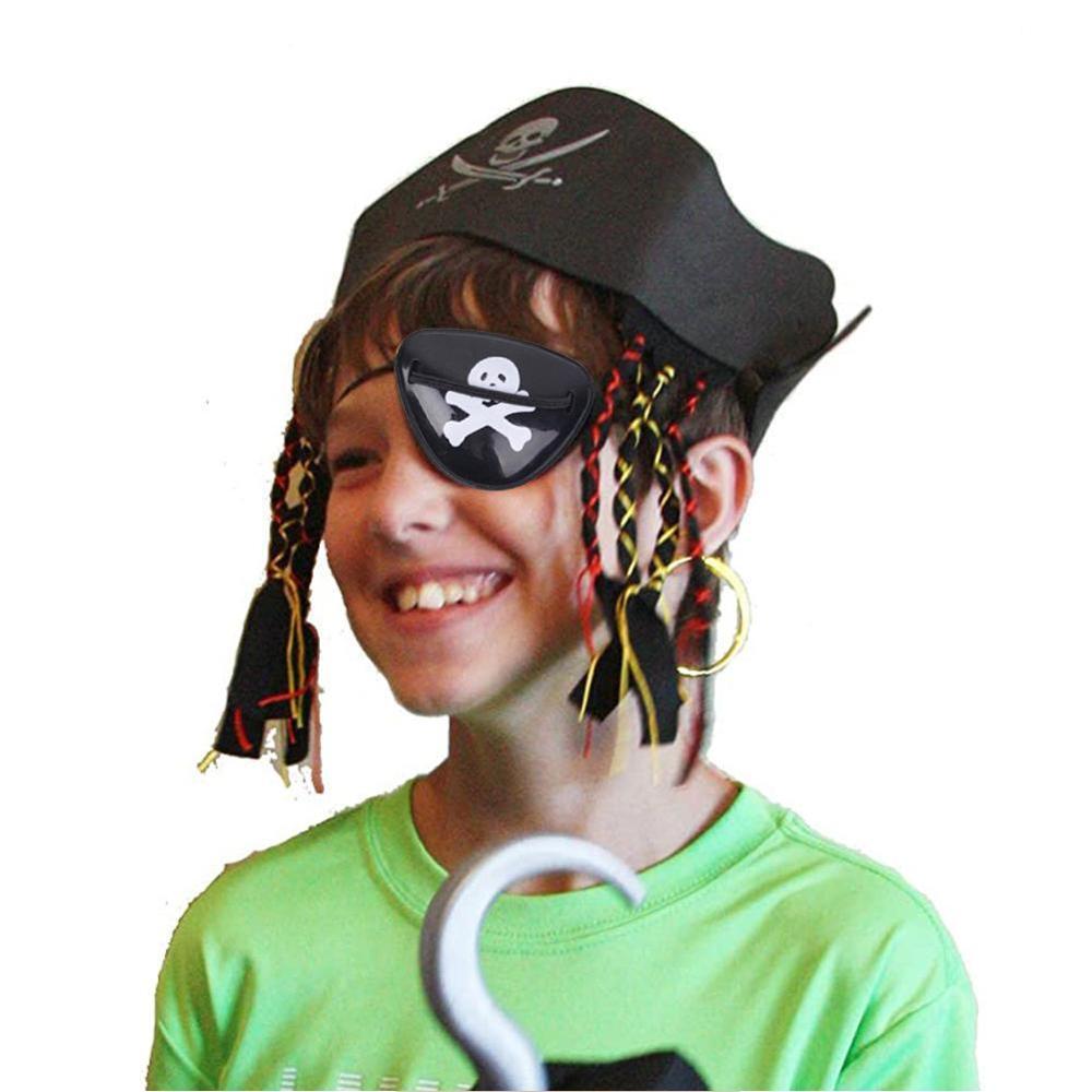 Ensemble d'accessoires pour Costume Pirate d'halloween, ensemble d'accessoires de fête, avec chapeau, masque pour les yeux et anneaux, jouet pour jouer pour enfants, 3 pièces/ensemble