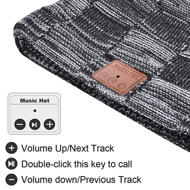 2021 inverno Bluetooth Beanie wireless ricaricabile USB led cuffie musicali in esecuzione cappello da sci per maglieria caldo all&#39;aperto cappello auricolare