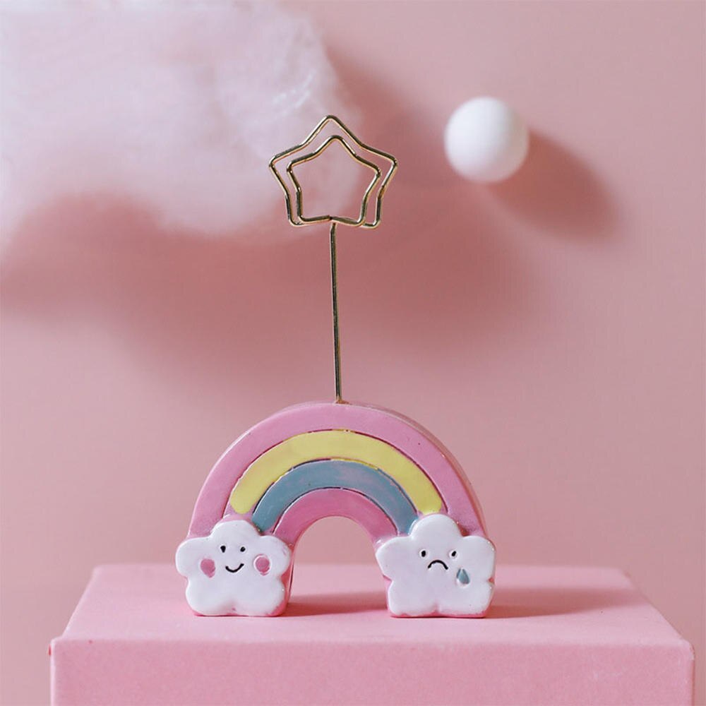 Gull metall stjerne harpiks regnbuesky ocean shell fotokort memo notatklipp holder bryllupsfest dekorativ ornament: B