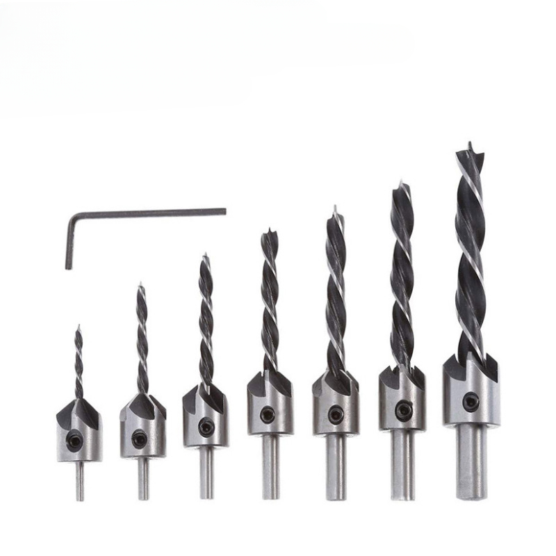 Countersink Drill Bit Set Reamer Woodworking Chamfer Counterbore Pliot Hole Cutter Screw Hole Drill 4/5/6/7/8/10mm HSS Hole Dril: Silver