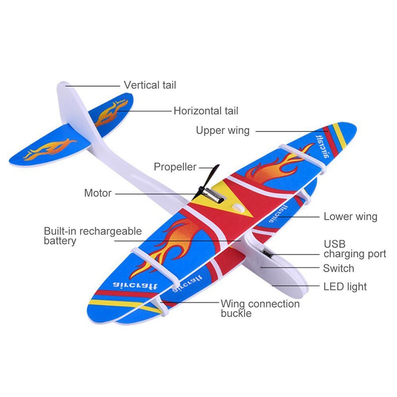 1Pc Flugzeuge Kondensator Elektrische Hand Starten Werfen Segelflugzeug Aircraft Inertial Schaum Spielzeug Flugzeug Modell Outdoor Spielzeug Fahrzeuge