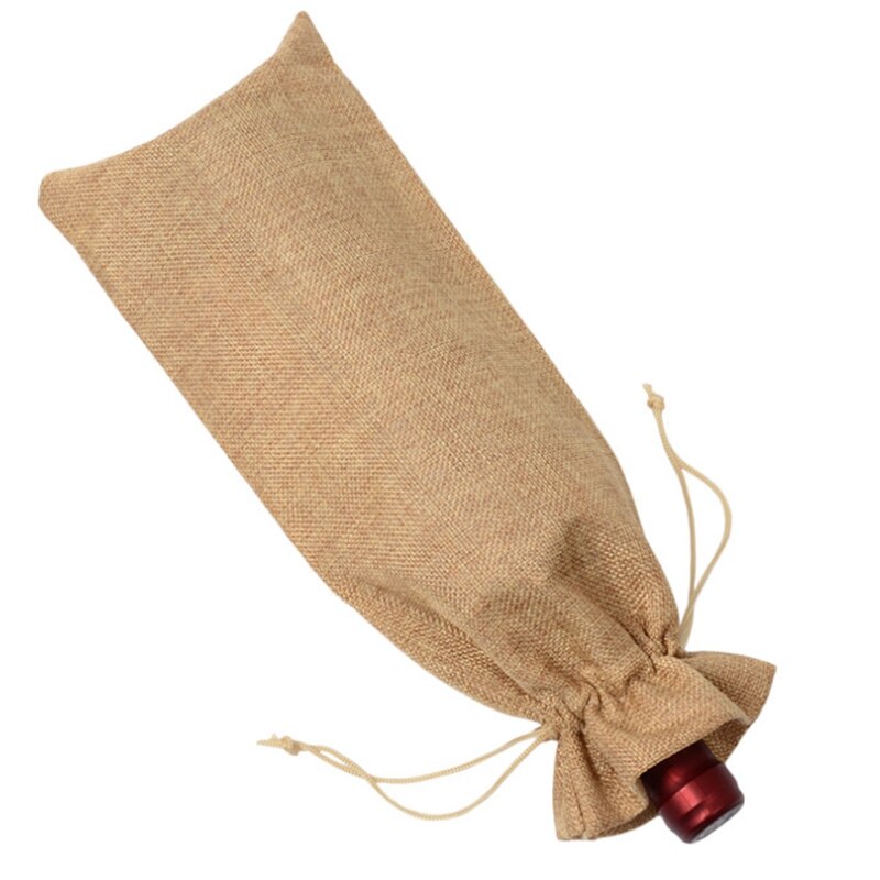 Burlap Wine Bag Wine Packaging Bag Wine Champagne Bottle Cover Blind Wine Tasting Bag Drawstring Beam Bag