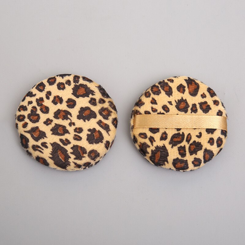 Leopard makeup puff rund form ansikte ansikte kropp puder foundation puff bärbar mjuk kosmetisk puff