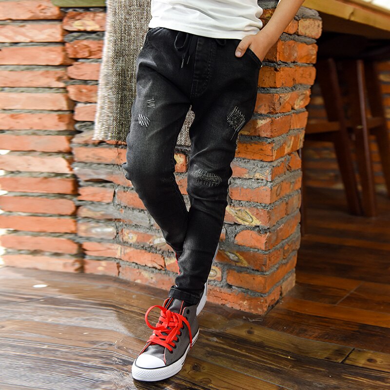 Pantalones vaqueros para chicos grandes FYH, pantalones vaqueros con cintura elástica, ropa para niños, primavera Otoño, pantalones vaqueros para niños de 5 a 14 años