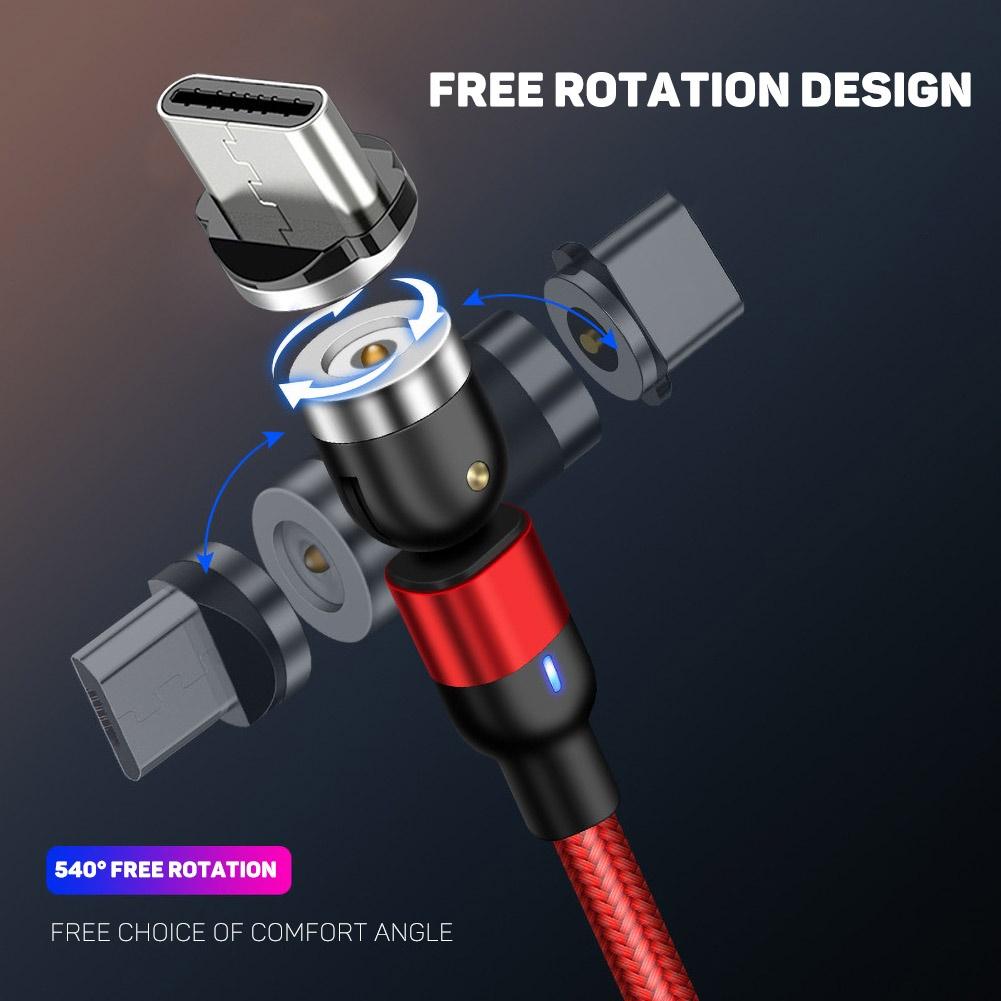 Magnetische Schnelle Ladung Mikro USB Typ C Kabel Unterstützung 3A Schnelle Ladung 360 Grad Drehbare Daten Kabel Für Android-praktisch