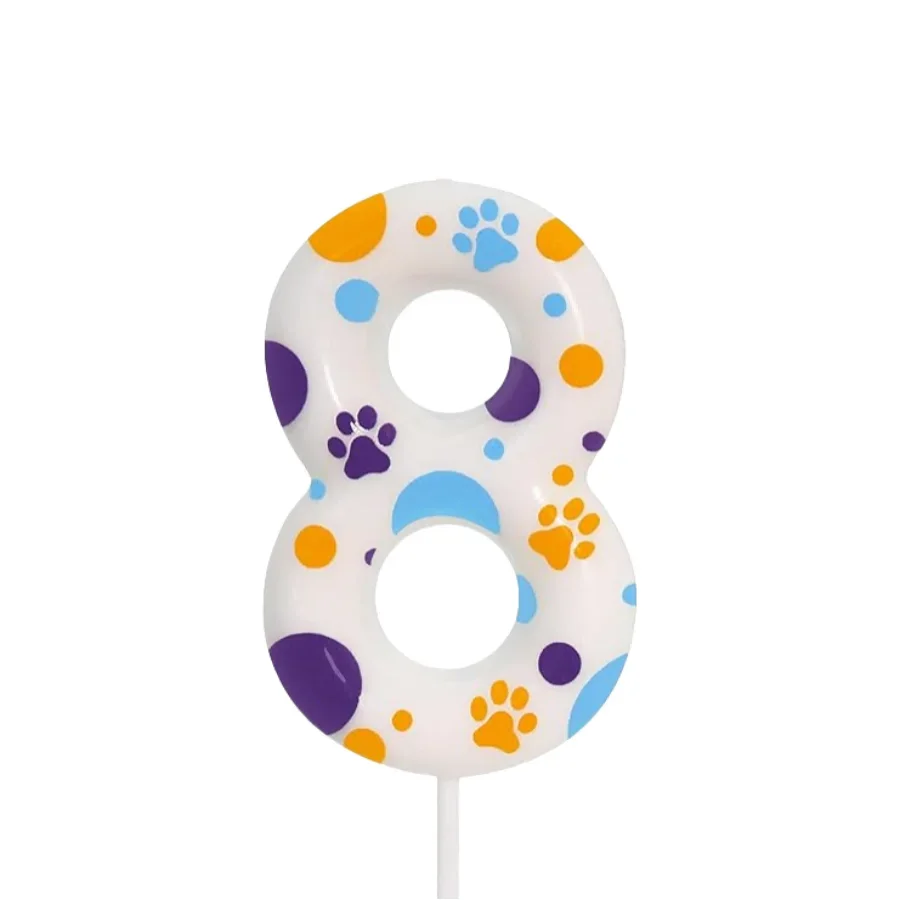 Bougies d'anniversaire imprimées sur le thème de la patte de chien bleue, fournitures de fête d'anniversaire, décoration de gâteau en patte, anniversaire: kaki foncé