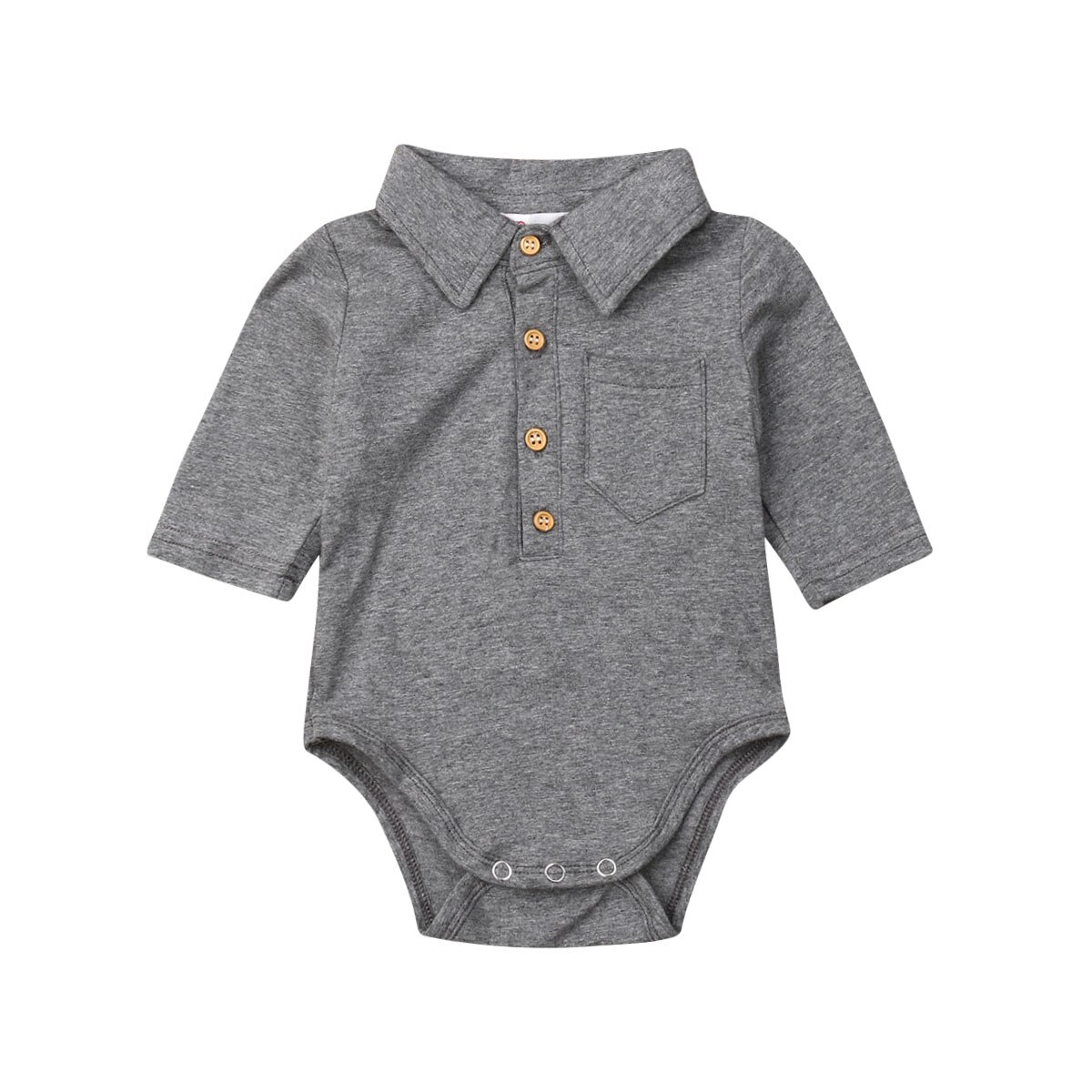 Schattige babykleding voor jongens, formele katoenen bodysuit, halflange mouwen, overhemden met knoopjes, zomerse peuter- en kleuteroutfits, 1-2y: Grijs / 18m