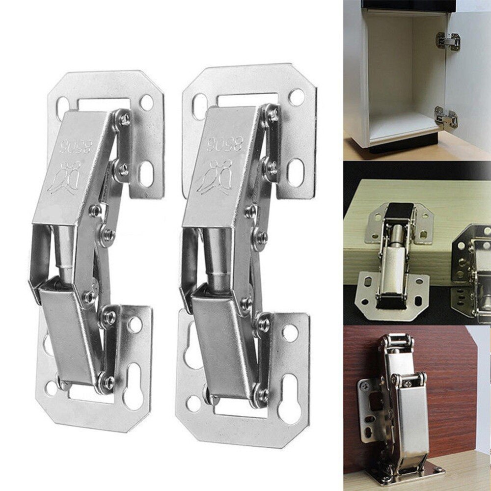 Practical 90 Degree Cabinet Hinges 3 Inch No-Drilling Hole Bridge Shaped Spring Hinge Cupboard Door Hardware With Screw#288741