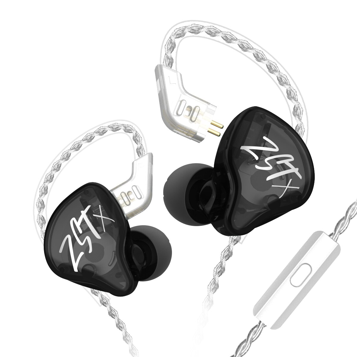KZ ZST X 1BA+1DD Słuchawki douszne Hybrid Unit HIFI Bass Headset Sportowe słuchawki douszne DJ z posrebrzanym kablem do ZSTX ZSN: green