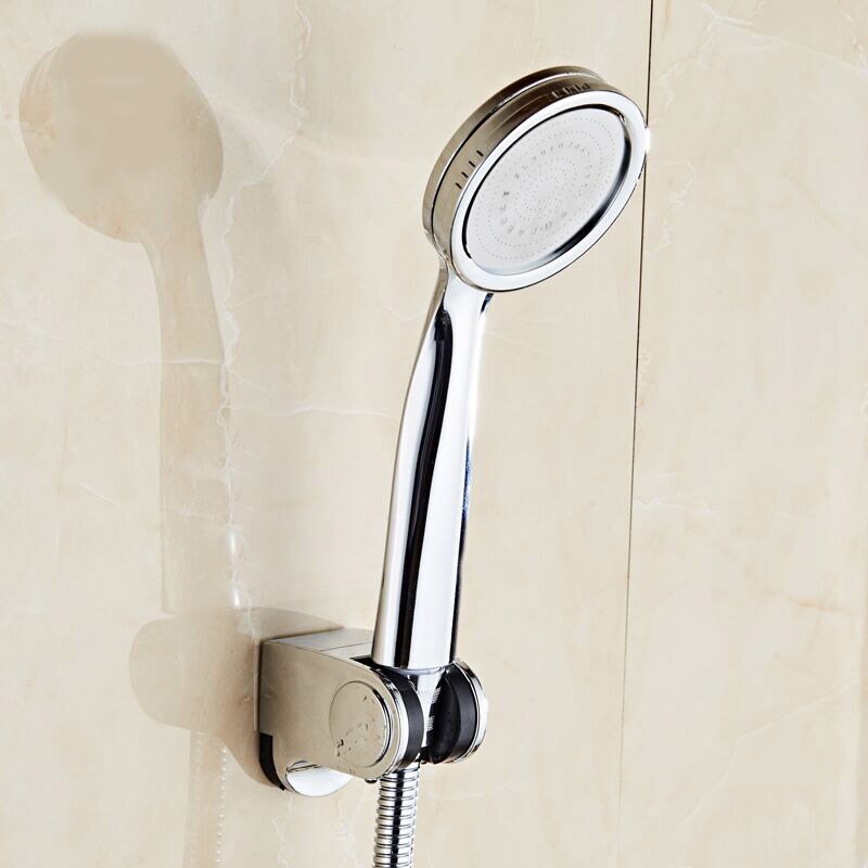 High Pressure HandHeld Shower Head Set Bathroom Pressurized Water-saving Round Spray Nozzle ShowerHead Set Chrome-Plate