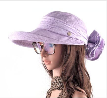 Panie dyskietki kapelusze przeciwsłoneczne dla kobiet lato anty-uv czapka dziewczyna szerokie rondo wiadro kapelusz kobiety składane daszki ochronne chapeu feminino: Fioletowy