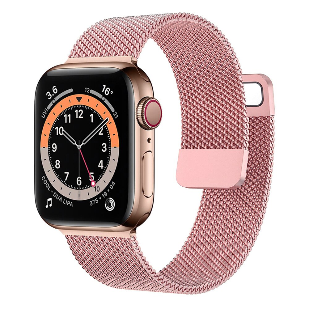 Milanolainen loop-ranneke apple watchille, metalliranneke 45mm 44mm 41mm 49mm 38mm 42mm iwatch series 9 8 7 6 5 4 se ultra -kellolle: Vaaleanpunainen / 22mm