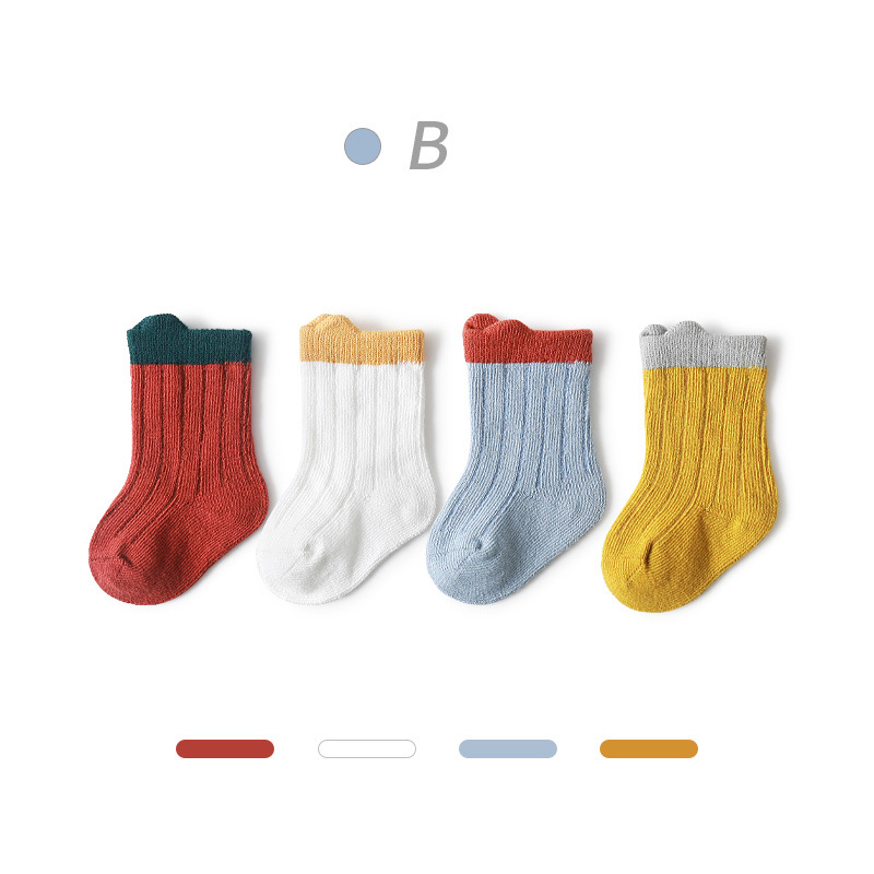 Warmmom – chaussettes en coton pour enfants, 3 paires, pour filles et garçons, vêtements d'hiver, d'automne et de printemps, couleur cousue, à la , décontractées: T2 / for 0-1year