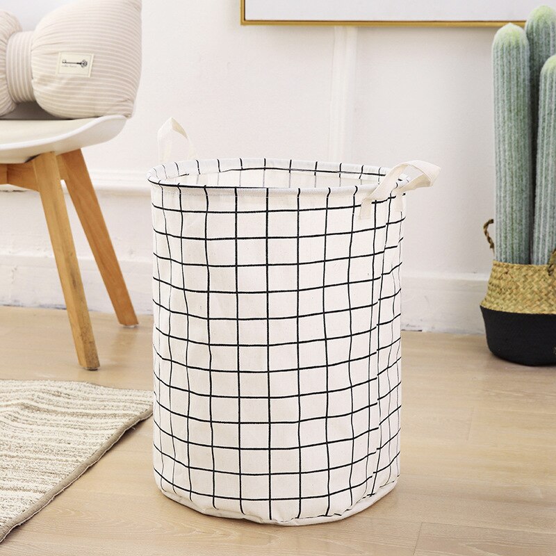 Toy storage bag household dirty clothes hamper dirty clothes hamper foldable dirty clothes storage basket storage bucket: White squares