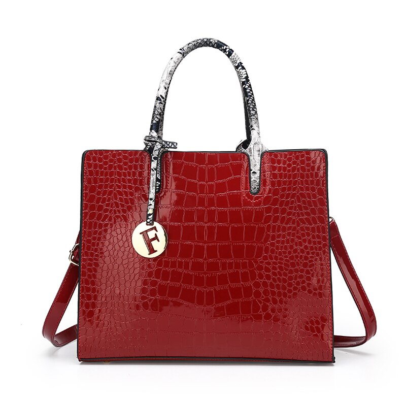 Women's PU Leather Handbag Set - 3 Piece Tote & Shoulder Bag - Large Capacity: Red single bag