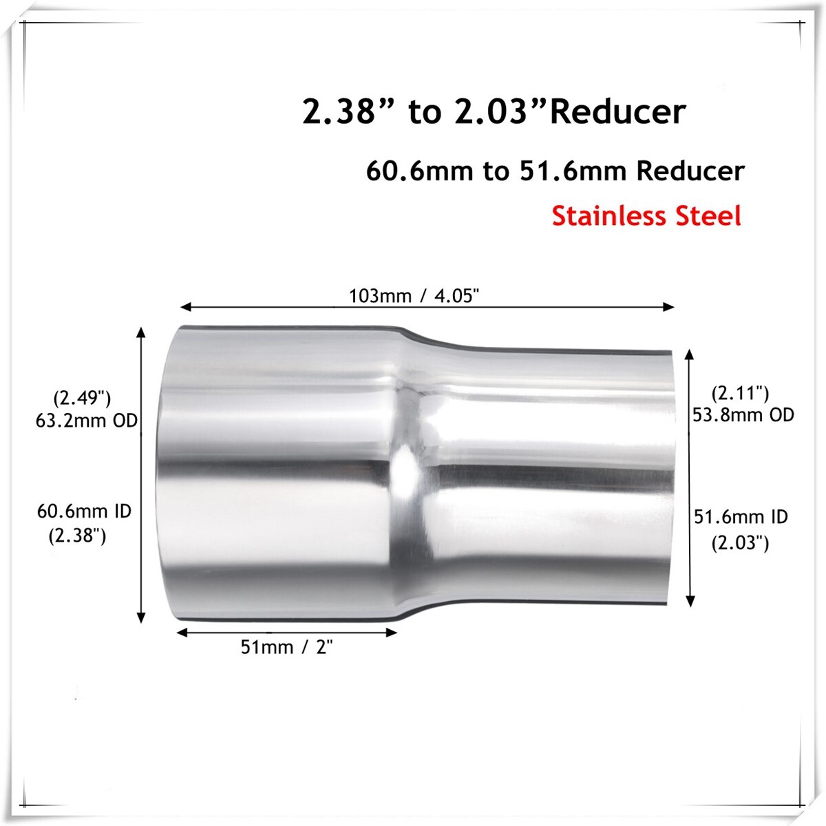 Universal bil rustfritt stål standard eksosreduksjonsadapter kontakt rørrør 76mm 63mm 60mm to 63mm 57mm 52mm 50mm 6 størrelse: 60mm to 50mm