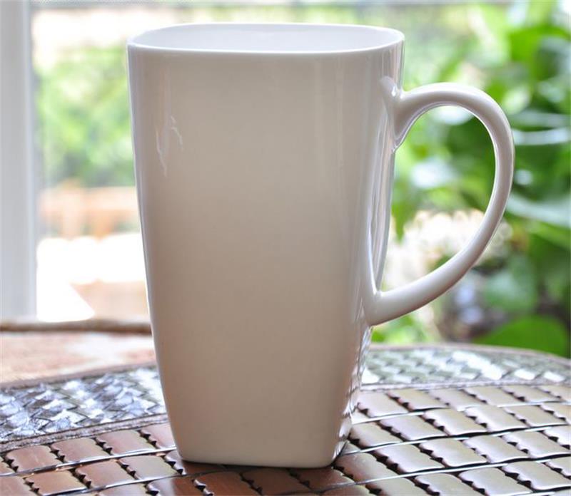 700 ML, vlakte witte bone china grote thee mokken, vierkante porselein cup mornin water, tasse een cafe keramische koffiekopje, tumbler cafe
