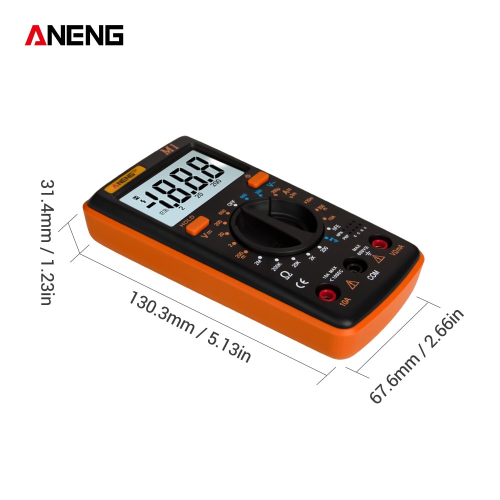Draagbare aeng  m1 digitale multimeter lcd-achtergrondverlichting, hoge precisie ac/dc-spanning, stroom, weerstand, transistor, continuïteitstester