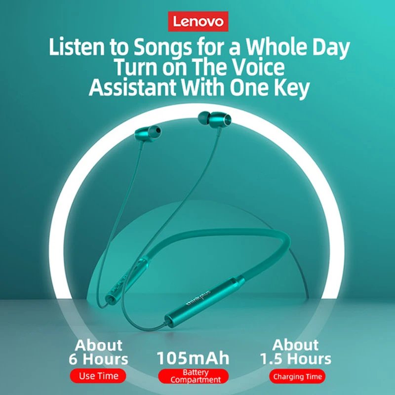 Lenovo HE05X Ⅱ Neckband Earphones Wireless Bluetooth 5.0 Earbuds Waterproof Sport Headset with Mic Magnetic Neckband Earphone