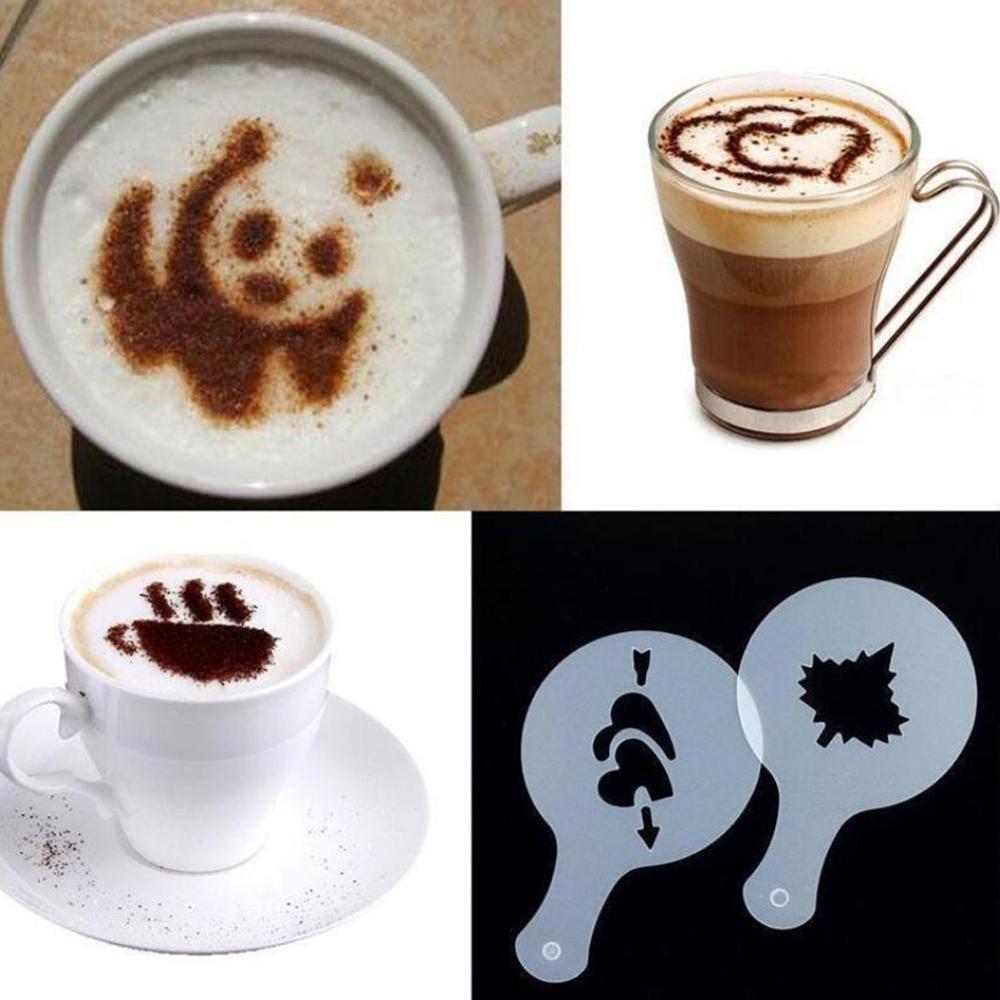1/8Pcs Christmas Cookie Stencil Coffee Latte Cappuccino Coffee Duster Art Cake Templates Stencils Tools Barista Accessories S8T7