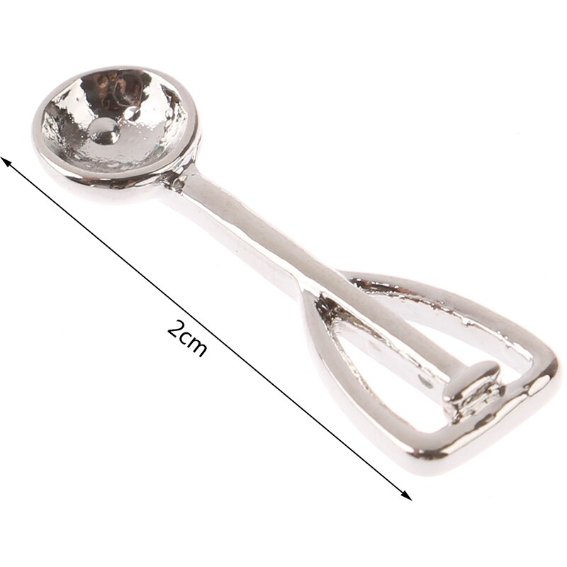 1PCS Mini 1:12 Sliver Dollhouse Ice Cream Spoon Miniature Pretend Play Kitchen Toy 2cm