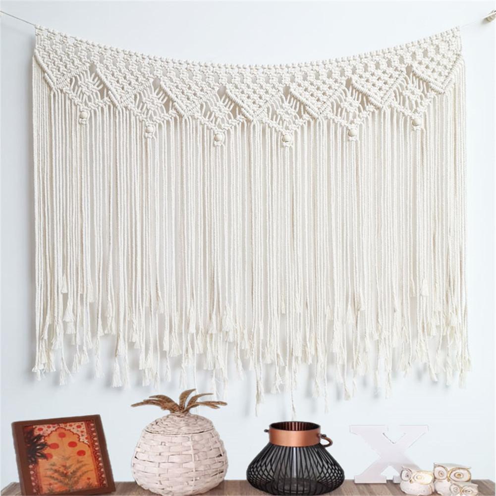 Nordisk handvävd tapet macrame gardin bohemisk boho bakgrund dekoration vägghängande filt för hembröllop 100*80cm