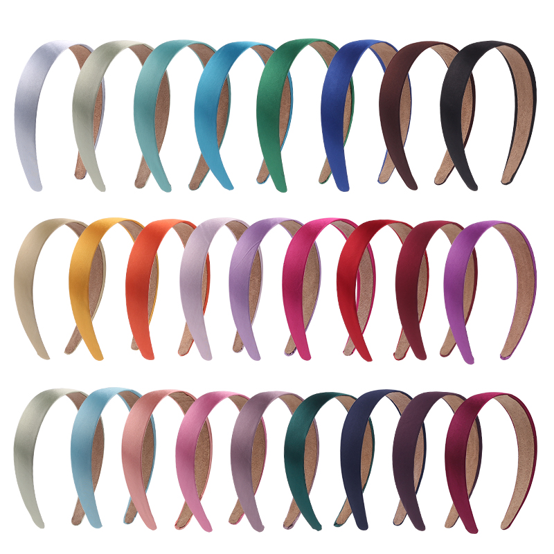 1 Pc Popular Lady Solid Satin Hair Band Plain Alice Headbands For Girls 1Inch Width Ribbon Headband Sales DIY Hair Accessori