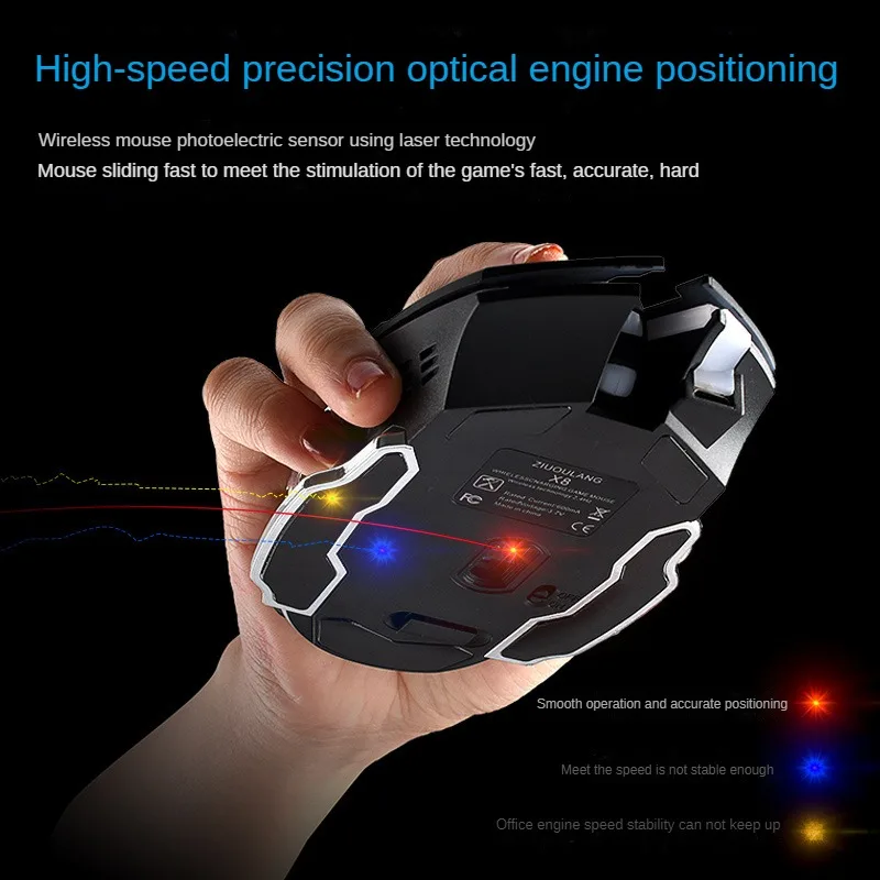 Free Wolf-Souris de jeu mécanique sans fil, X8, silencieuse, rétroéclairée, ergonomique, aste, optique, pour PC portable et de bureau