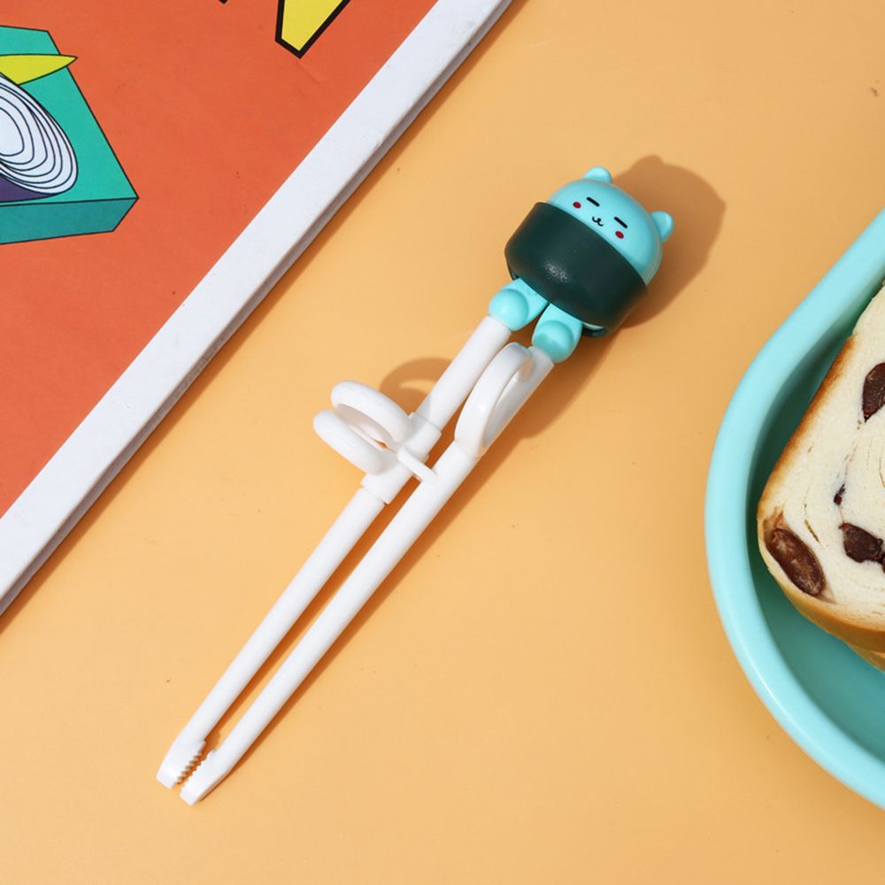 Palillos de comida de dibujos animados para niños y bebés, palillos de fácil uso, divertidos, para aprendizaje y entrenamiento, juego de cena, herramientas de cocina, 1 par: Green