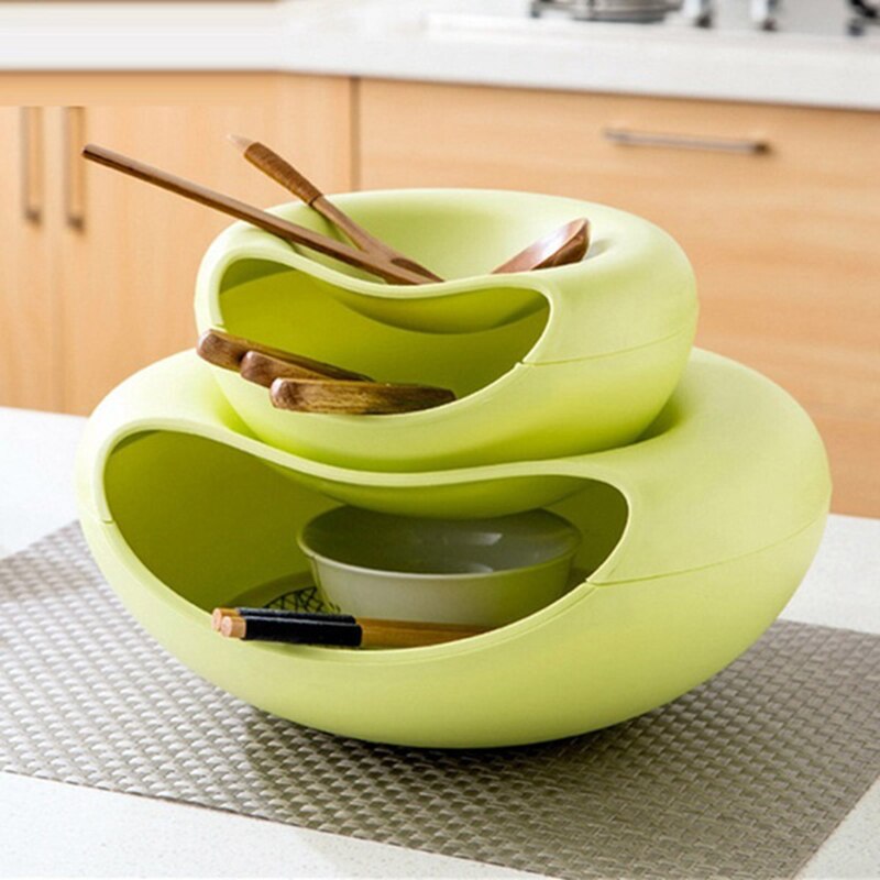 Contenitori multifunzionali in plastica a doppio strato per frutta secca spuntino porta semi desktop piatto organizzatore scatola di immagazzinaggio immondizia