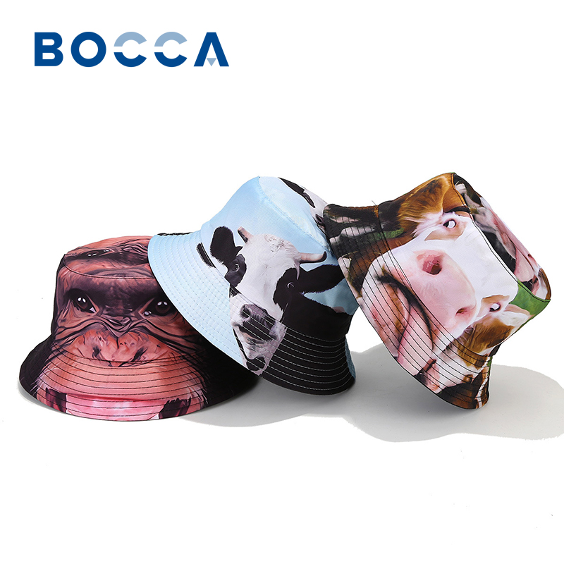 Bocca-Sombrero de pescador con estampado divertido de animales, gorros de pescador con estampado bonito, gorra panamá Reversible de ubicación para hombres y mujeres, sombrilla de verano