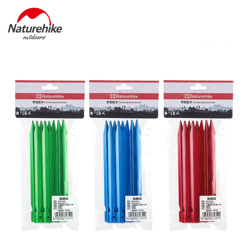 Naturehike 8pcs/set Aluminum Tent Pegs Stake With Holes Outdoor Camping Sand Beach Tent Accessories Nail Peg 18cm