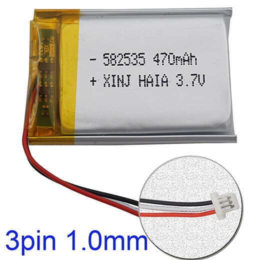 XINJ 3.7V 470 mAh Polymer Li Lithium Battery 582535 3pin JST-PH 1.0/1.25/1.5/2.0/2.54mm Plug For GPS Navigation Music Player: 3pin 1.0mm plug