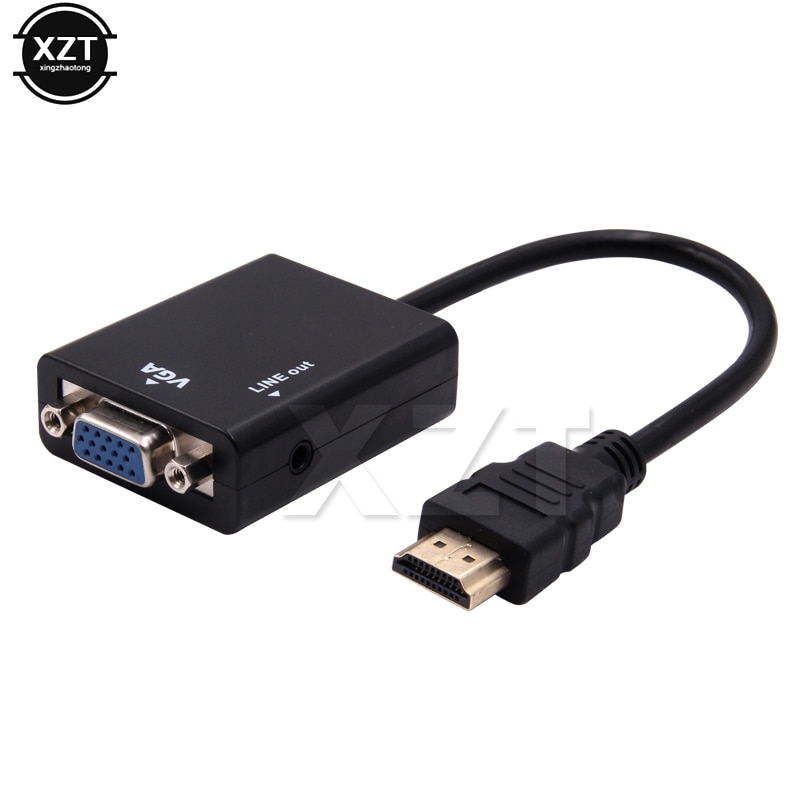 HDMI to VGA Adapter Male to Femal HDMI VGA Converter with 3.5mm Jack Aux Audio Cable HD Adaptor for XBOX 360 PS3 HDTV