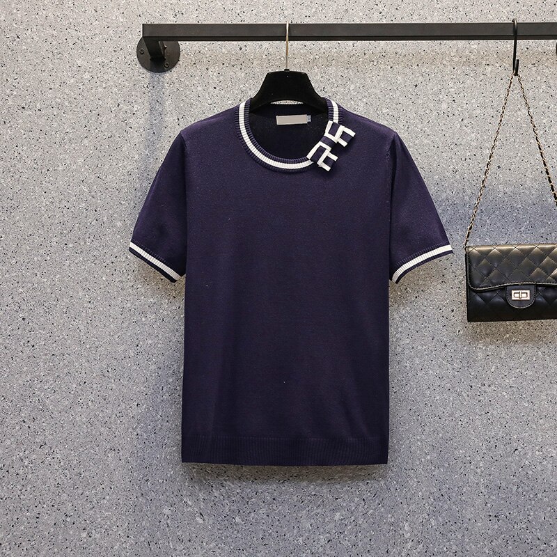 M-4XL Plus Size Vrouwen Boog Dunne Trui Korte Mouw O Nek Losse Casual Kint Oversized Vrouwelijke Trui Jumper T-shirt