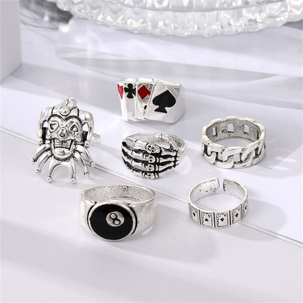 FNIO Retro Spider Snake Skeleton Ring Japanese Style Men&#39;s Halloween Ring Hip Hop Rock Jewelry