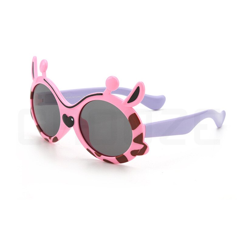 GAOOZE Children Polarized Sunglasses Luxury Polarizing Glasses Boys Girls Sunglasses Oval Giraffe Animal Glasses Oculos LXD261: Purple Pink Gray