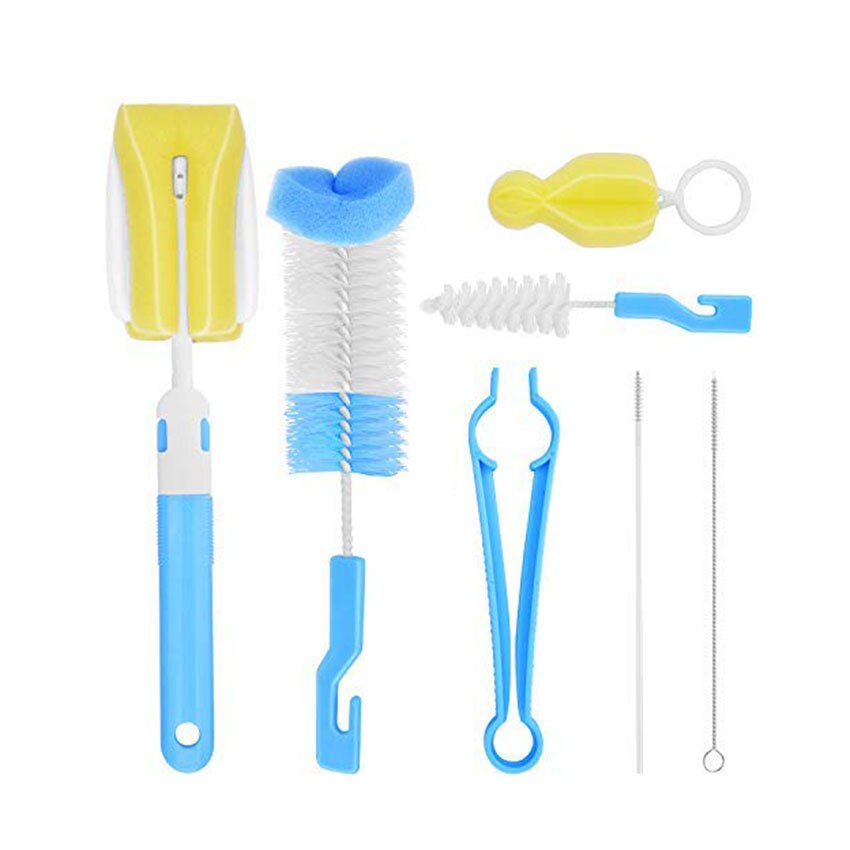 7Pcs Set di detergenti per pennelli per biberon capezzolo per bambini rotante a 360 gradi pulito spugna beccuccio tazza pennello Kit bottiglia strumento pulito