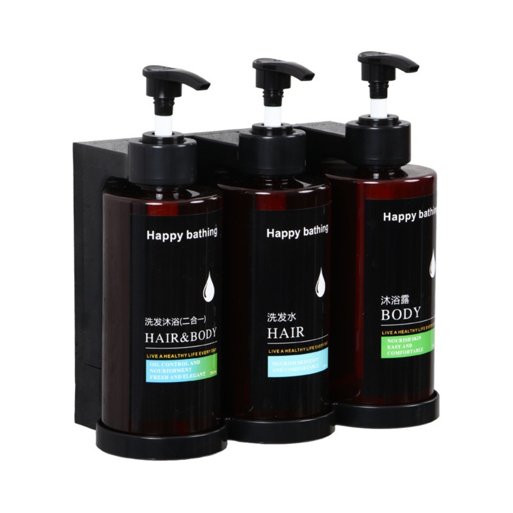 300ML Shampoo Bodywash Dispenser Bottles Wall-mounted Amber Empty Shampoo Bottles with Pumps Large Capacity Shower Bottles: Light Grey