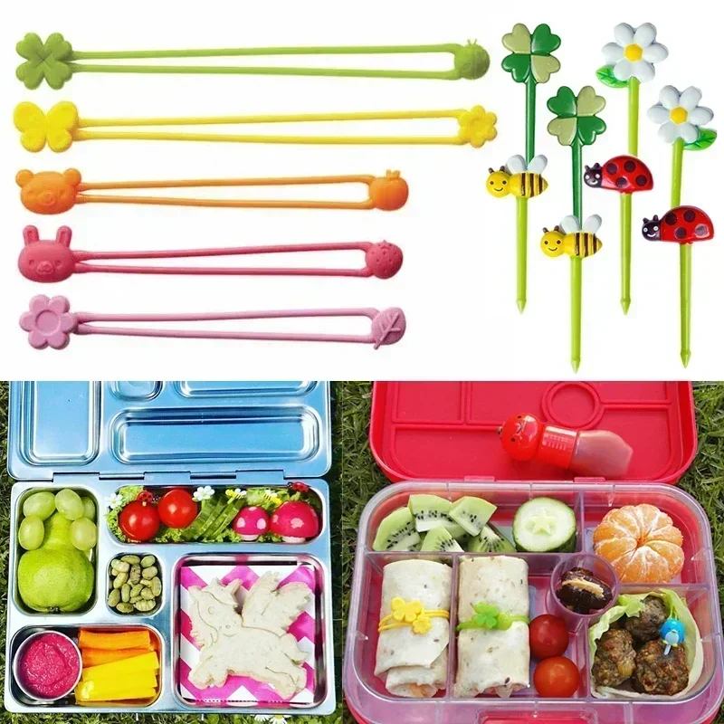 Accesorios para fiambrera Bento, selecciones de frutas y alimentos, tazas de silicona, divisores de fiambrera y bandas envolventes de silicona multiusos para niños