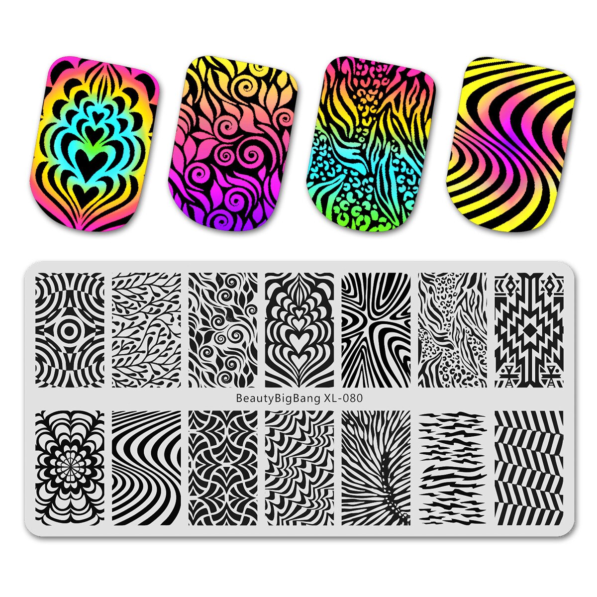 Beautybigbang 6*12cm stempling plade natur blade planter billede skabelon negle stencil skabeloner negle form stencils til nai: 80