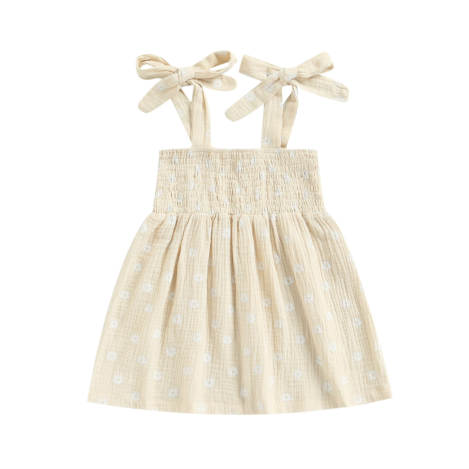 1-5Years Girls Casual Summer Dress, Floral Print Sleeveless Skirt with Tie-up Shoulder Straps Dresses: B / 5T