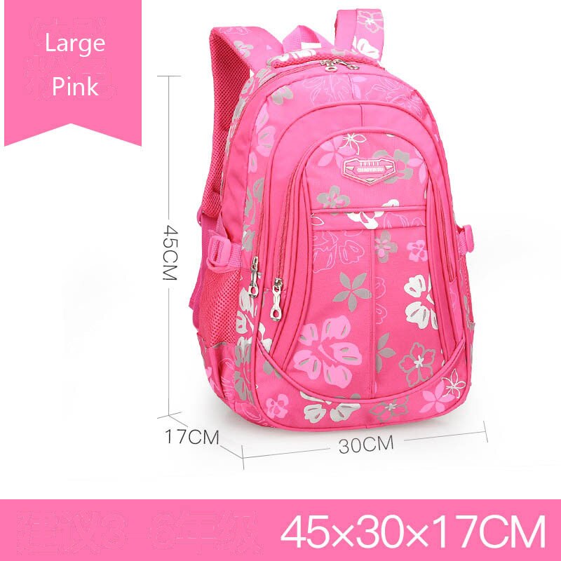 Grote schooltas voor kinderen, schattige schoolrugzak voor studenten, bedrukte waterdichte rugzak voor basisschoolboeken voor tienermeisjes: Grote roze