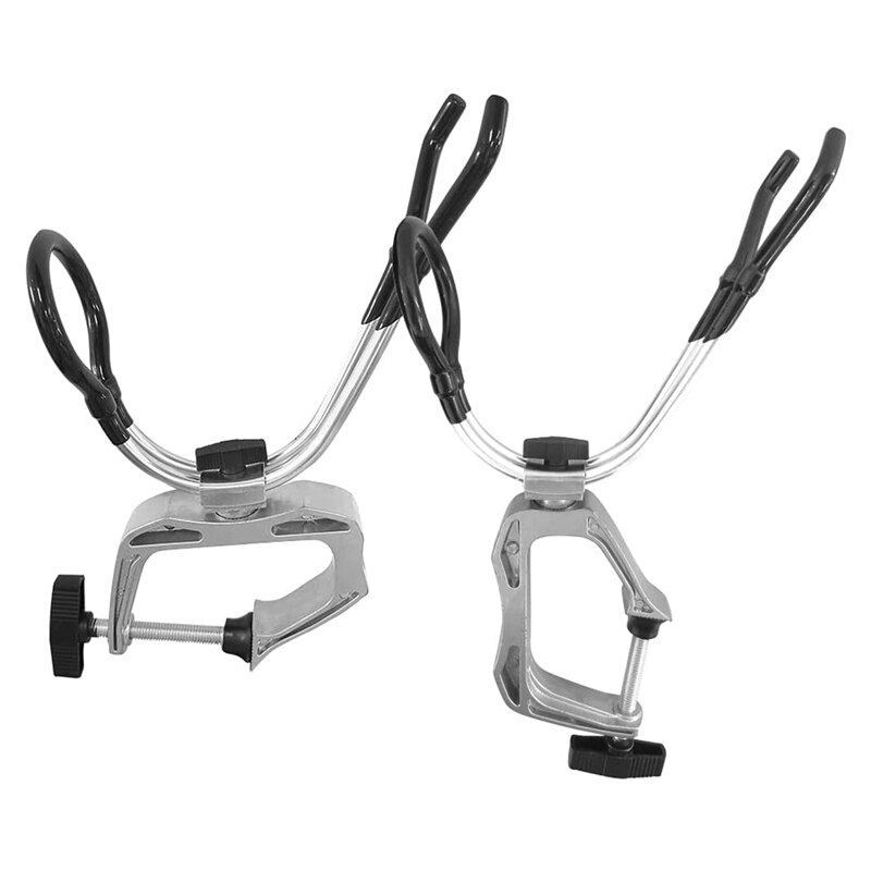 2Pcs Boat Fishing Aluminum Alloy Rod Holder Fishing Pole Dock Holder Adjustable Dual-Use Clamp On Rod Holder For Boat: Default Title