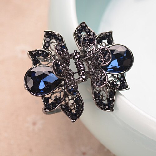 retro Blume Strass Haar Clip Haarnadeln Kristall Krabbe Haar Krallen Für Frauen Mädchen Haar Zubehör