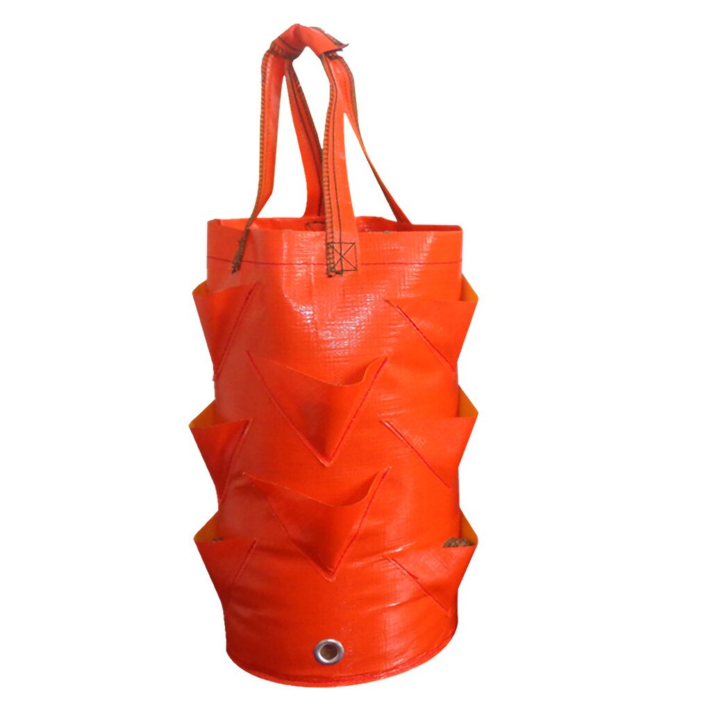 Strawberry Planting Bag Multi-mouth Container Bag Grow Planter Pouch Root Plant Growing Pot Bag Side Garden Home Tool: Orange 